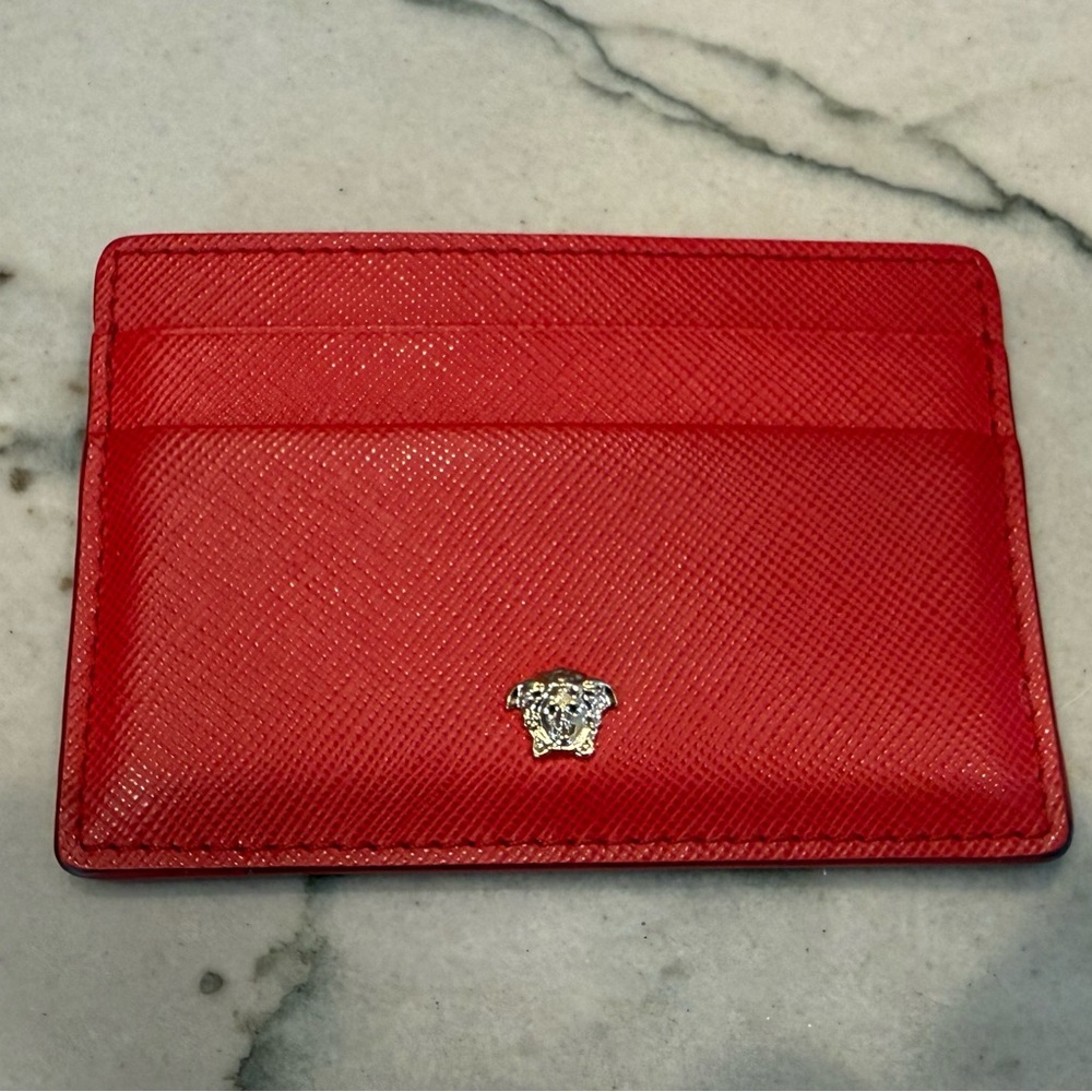 Versace Scarlet Medusa Insignia Leather Card Holder - Picture 6 of 7